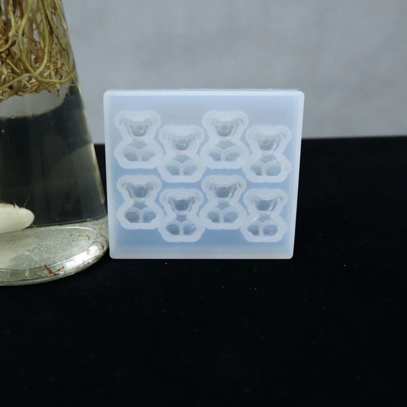 8-Bears Earrings Epoxy Resin Mold DIY Crafts Plaster Silicone Mould
