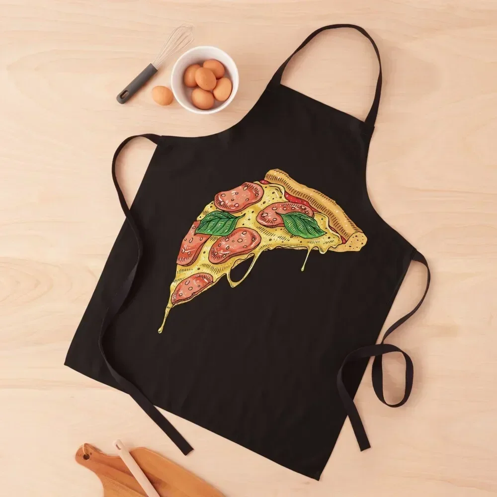 

Slice of Cheesy Pepperoni Pizza Apron kitchen clothes for men Waiter Uniforms Womens Dresses for women with pocket Apron