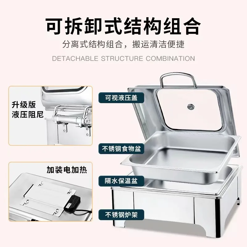 Chaffing Dishes Buffet Catering Stainless Steel Luxury Food Warmer Gold Hydraulic Cheffing Chafing Dish Buffet Set For Catering