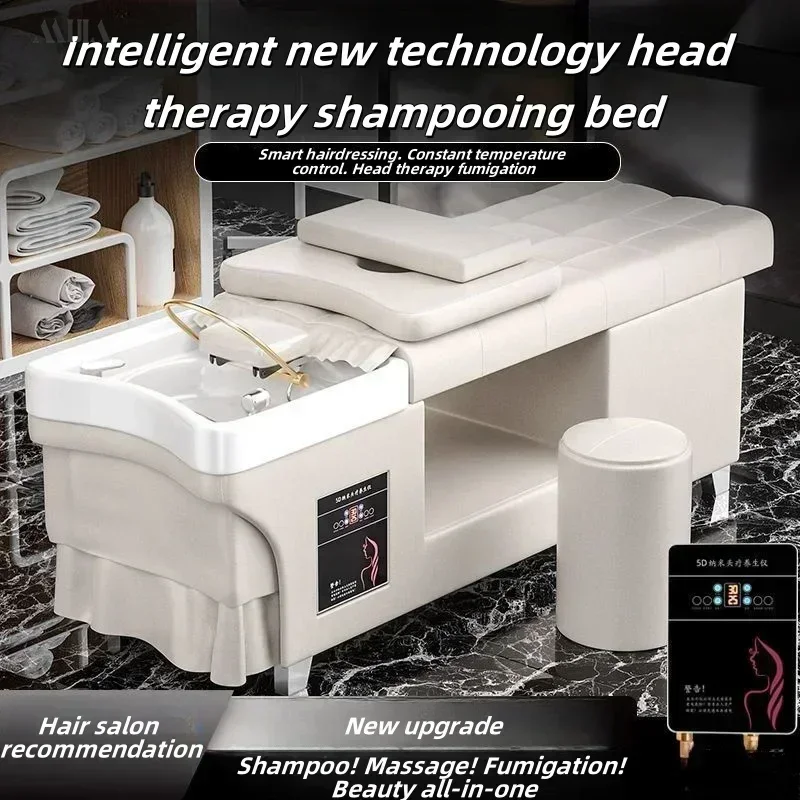 Thai style shampoo bed for salons. With fumigation & water circulation. Special hair care & massage.