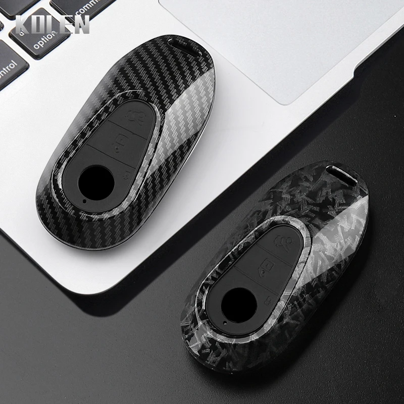 Funda para llave de coche estilo fibra de carbono ABS para Mercedes Benz Clase C E S W206 W223 W214 GLA GLB GLC CLA CLS E300 S450 S580 S500