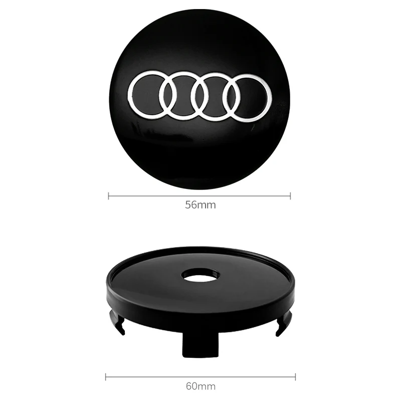 4Pcs 56+60mm Car Wheel Center Hub Caps Stickers Auto Rim Cover Accessories For Audi S line RS Quattro A3 A4 A6 A5 Q5 A1 Q7 Q3 Q2