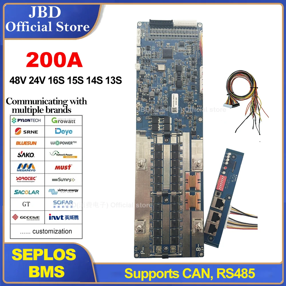 

Seplos Bms 3.0 Smart Bms 200A 24V/48V 14S 16S LFP with Bluetooth And CAN LCD Screen BMS Li-Ion LiFePO4 Battery