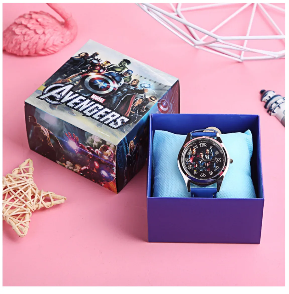 Disney Mickey Mouse watch Minnie Mouse Anime Figure Children watch For Kids Boys Girls Cartoon watches Gifts Toys With Box