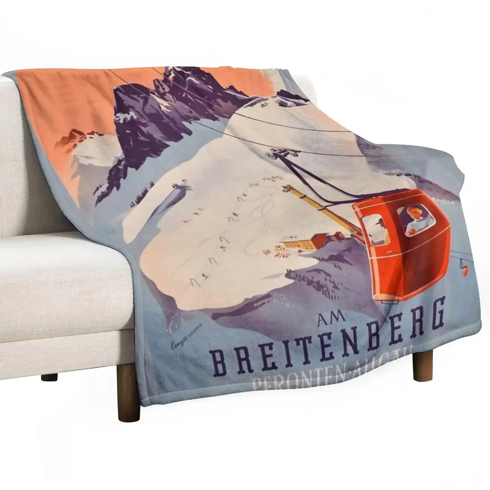 Vintage German Gondola Sport Ski Travel poster Throw Blanket Hairys Plaid Bed covers Blankets