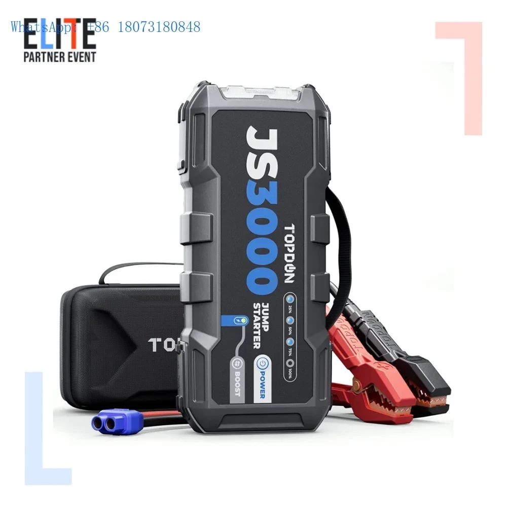 portable multi function super capacitor TOPDON JS3000 multi-function battery booster powerbank jump starter power bank for car