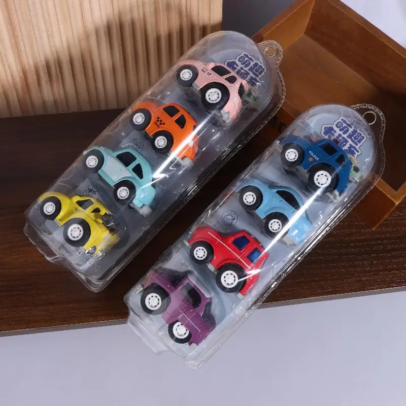 4 pezzi mini modello di auto giocattoli simulazione tirare indietro auto giocattolo cartone animato scorrevole inerzia veicolo giocattoli per bambini regali di compleanno