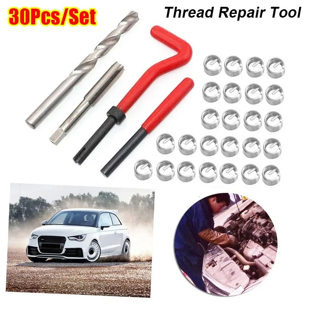 30 قطعة/المجموعة متري الموضوع الموضوع إصلاح إدراج كيت M5 M6 M8 M10 Helicoil خيط الفولاذ المقاوم للصدأ أداة إصلاح المسمار الموضوع إدراج