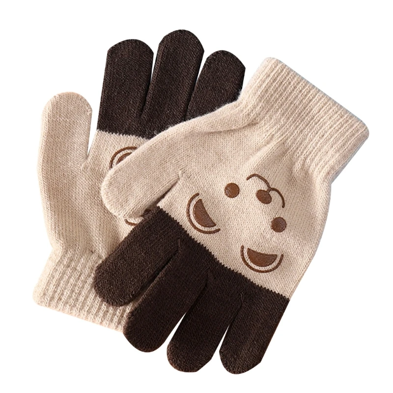 Cartoon Bear Bunny Cat Pattern Glove Winter Warm Gloves Boys Girls Kids Outdoor Playing Winter Gloves for 4-8 Years Old