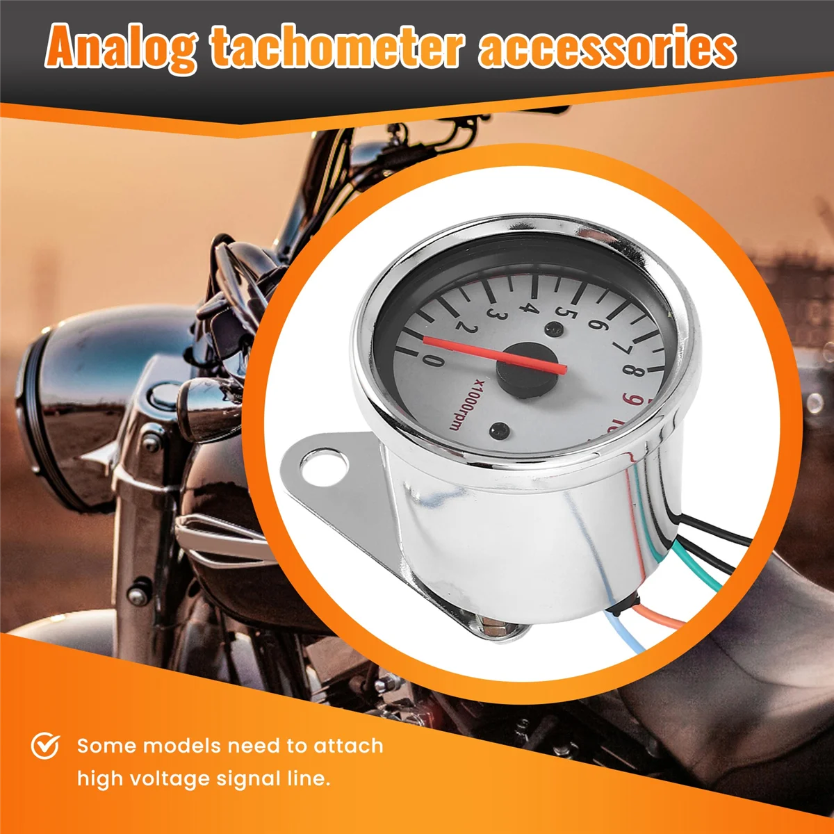 Universal Motorcycle Scooter 13000RPM Analog Tachometer Gauge Night Light XY