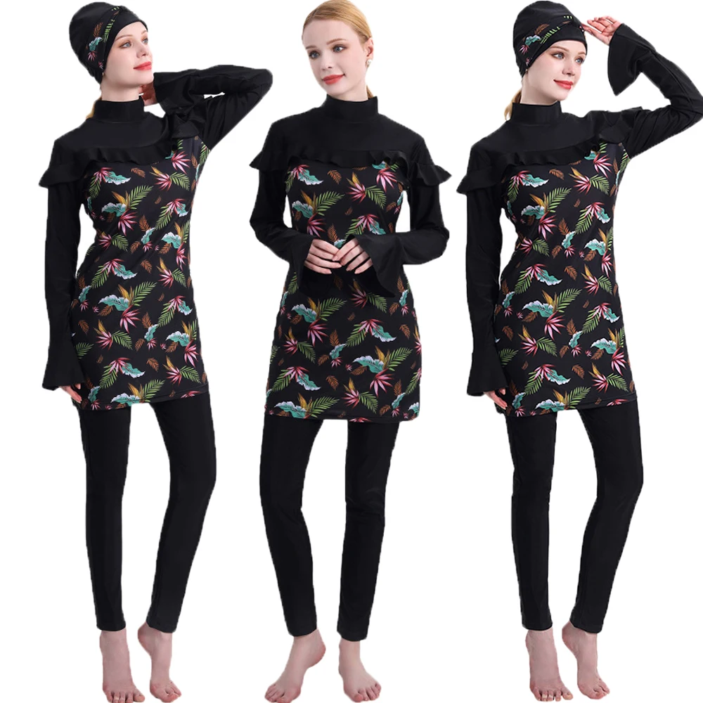 

Muslim Modest Swimwear Hijab Swimsuit Women Swimming Suit Cover Ups Hijabs For Woman Islamic Long Sleeve Burkini Bathing Swim