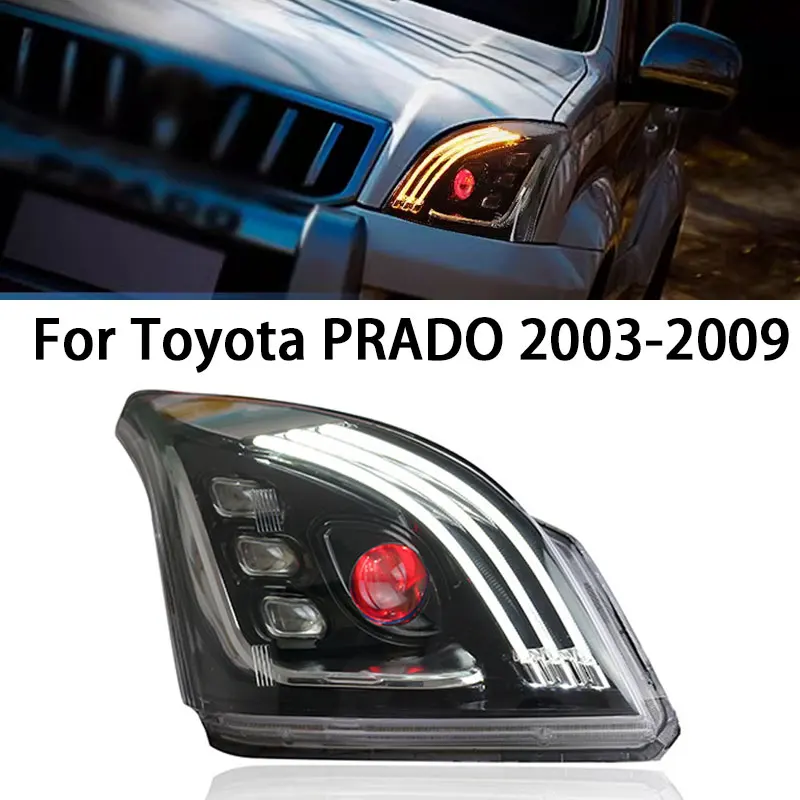 

Автомобильные фары Toyota Prado LC120 светодиодный, фары, объектив проектора 2003-2009, передний сигнал Drl, автомобильные аксессуары