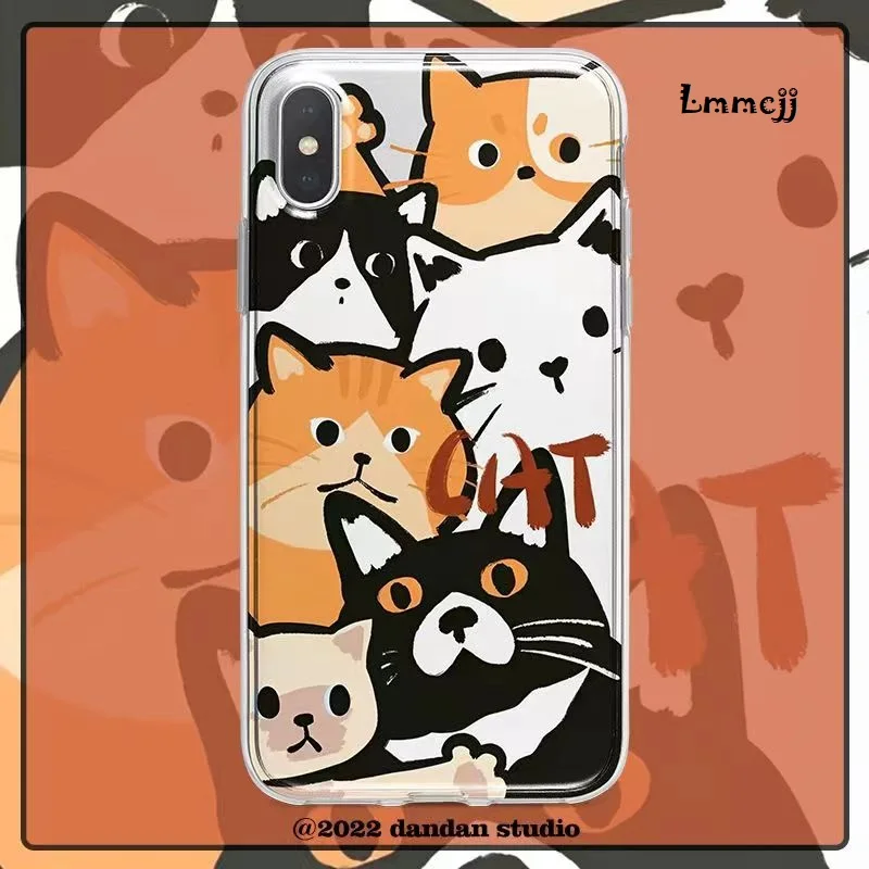 Lmmcjj Cute Cat Phone Case For Samsung Galaxy S21 S23 Plus S22 Ultra A53 5G A32 A23 A22 A12 A54 Note 20 Silicone iPhone Cover