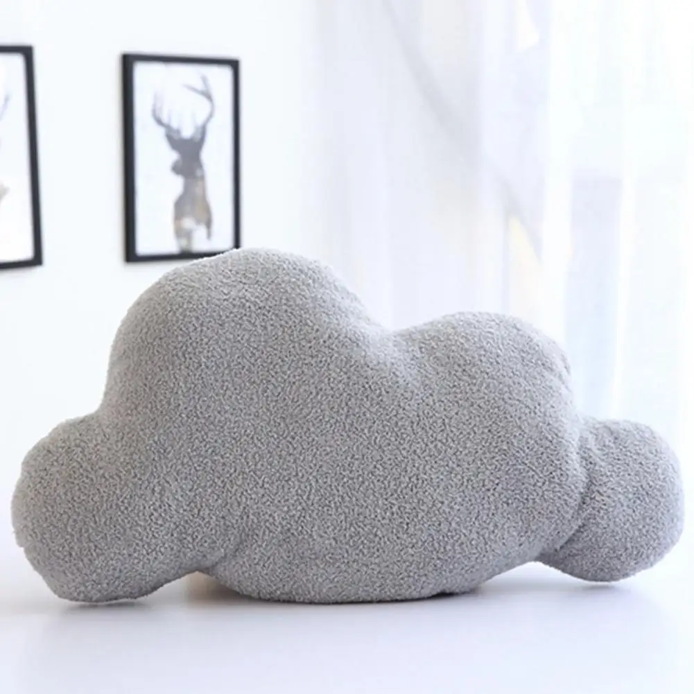 Useful Lint Free Car Plush Doll Toy Office Dorm Nap Throw Pillow Eye-catching Solid Color Cloud Cushion Household Supplies