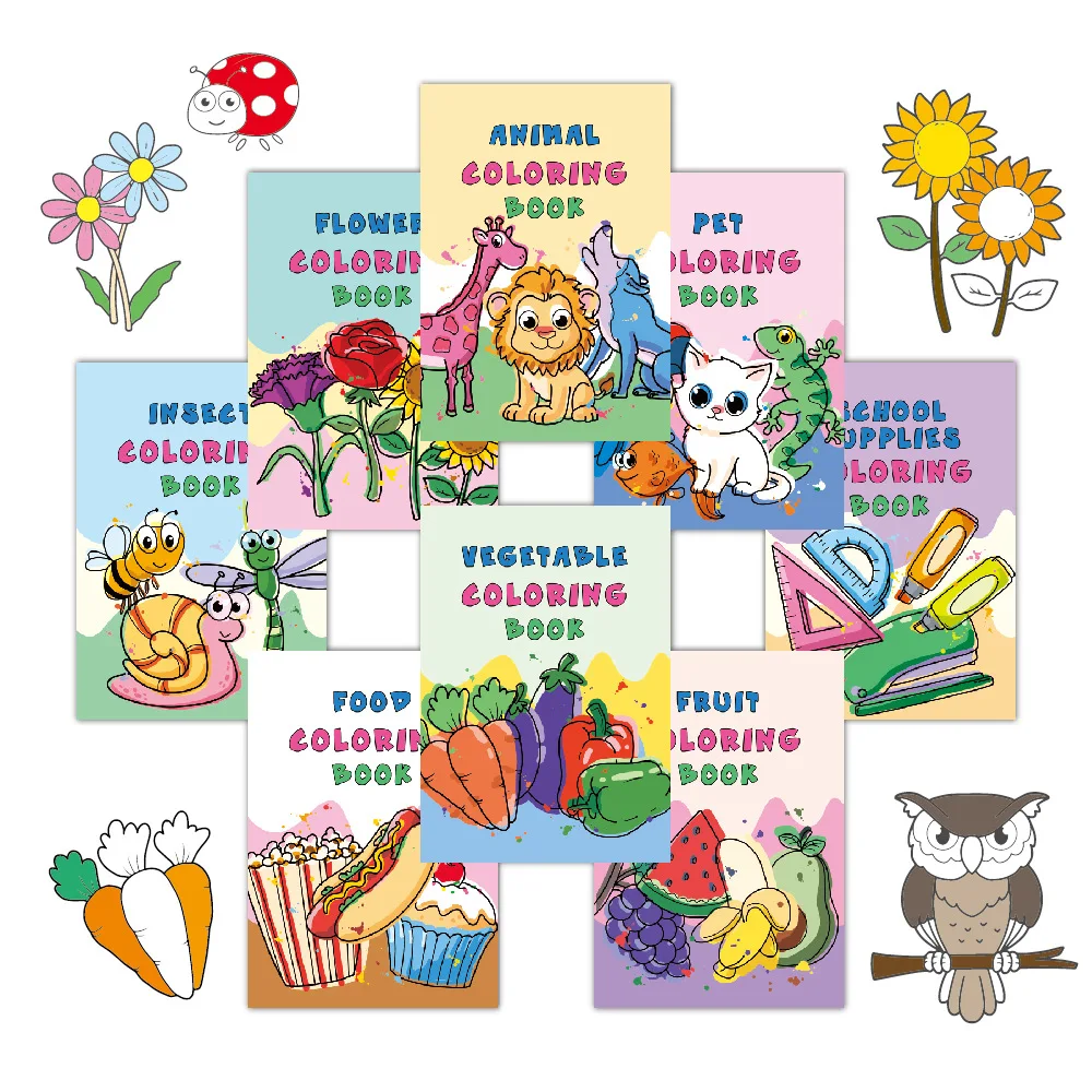 Libro da colorare per bambini Cartoon Graffiti Libro da colorare Illuminazione Prima educazione Puzzle Set di libri da colorare