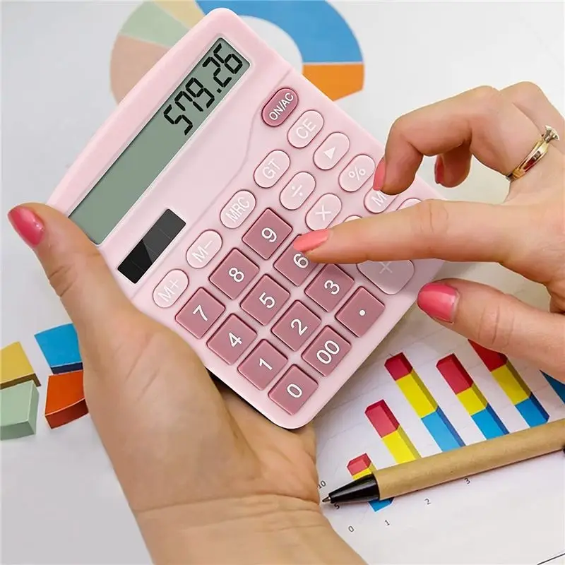 Ingenious-12 Digits Electronic Calculator Solar Calculator Dual Power Calculator Office Financial Basic Desk Calculator