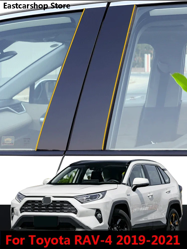 for Toyota RAV4 RAV-4 XA50 2019 2020 2021 2022 Car Door Window Middle Column Decoration Protection Strip PC Stickers Accessories