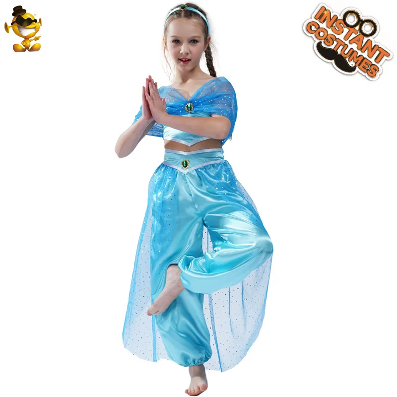

Костюм принцессы на Хэллоуин, синяя одежда для девочек, брюки, индийская сказка, наряд для выступления на сцене, подарок на день рождения, вечерние, косплей для детей