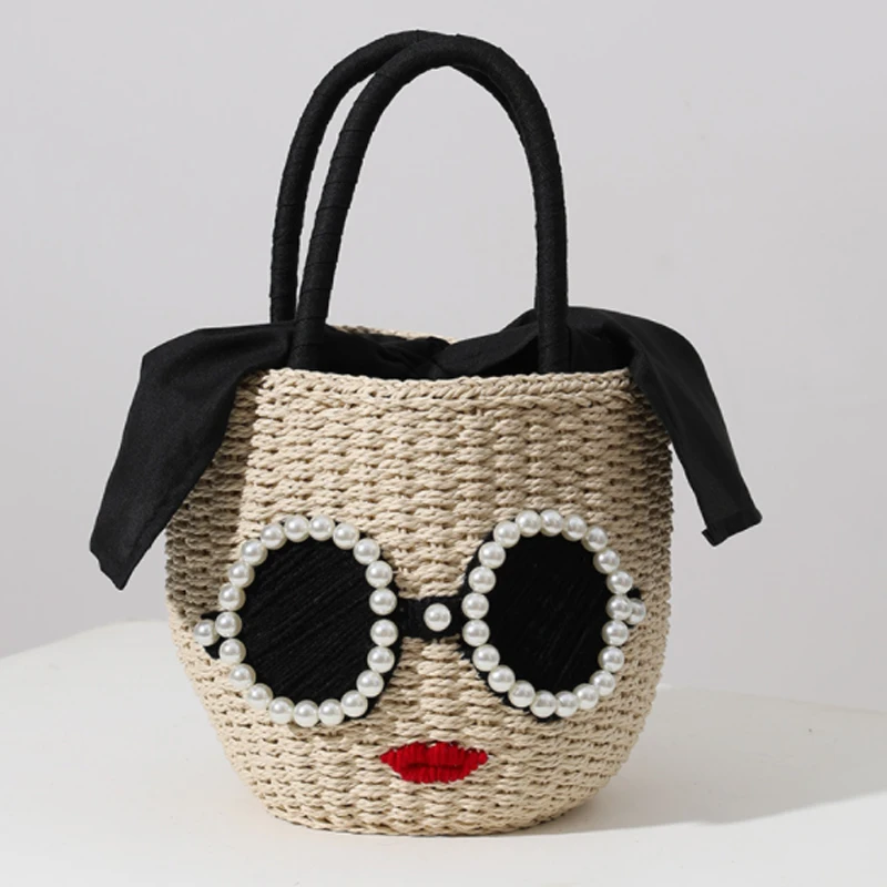 

Соломенные сумки Vivi, женские солнцезащитные очки, бусины, жемчуг, ведро, летняя тканая ротанговая сумка ручной работы, роскошная сумка-тоут, милая сумка в богемном стиле