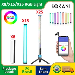 【Do Brasil】Sokani X25 X8 X15 RGB Handheld Tube Light Colorful Stick LED Light Wand CRI 95+ 2800K-10000K 3000mAh APP Control