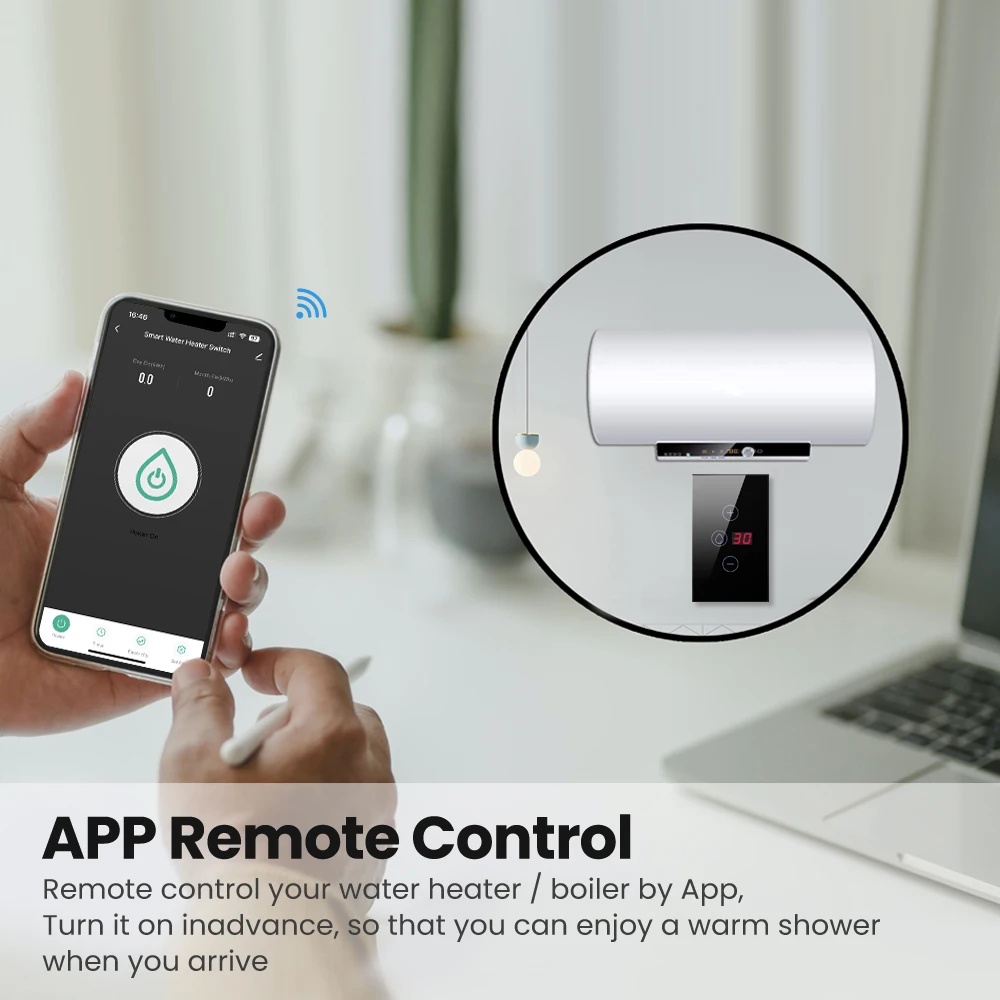 MIUCDA Wifi Boiler Smart Switch Water Heater Switches Tuya EU/US,APP remote control with timing and power monitoring functions