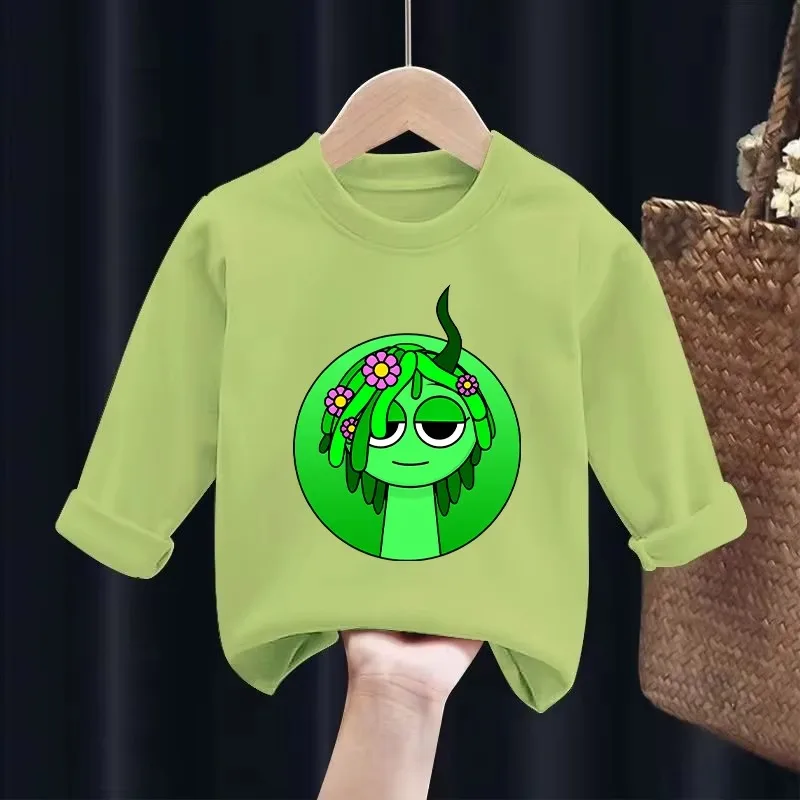 Sprunki, Camiseta de algodón de manga larga para bebés, ropa de primavera y otoño, Top con cuello redondo y estampado de dibujos animados, ropa informal para niños y niñas, regalo