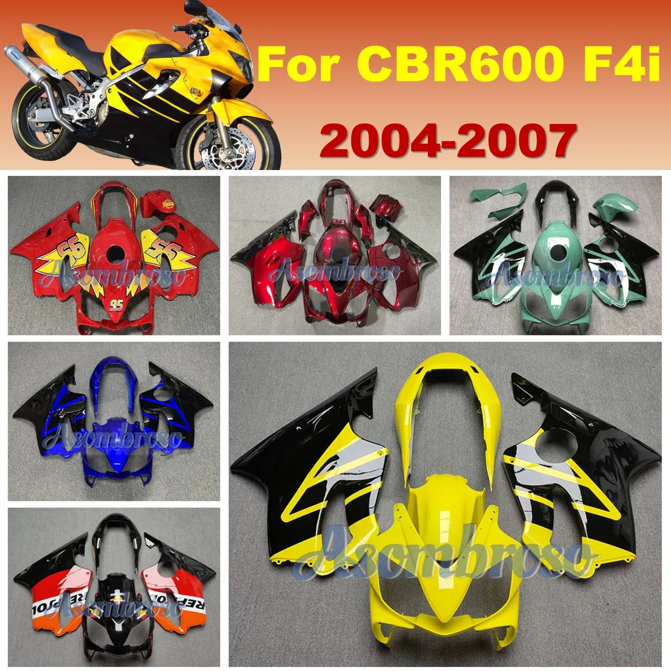 

Изготовленный на заказ комплект обтекателя для Honda CBR600 F4i 2004-2007 CBR600 F, мотоциклетные панели из АБС-пластика с инъекцией всего тела