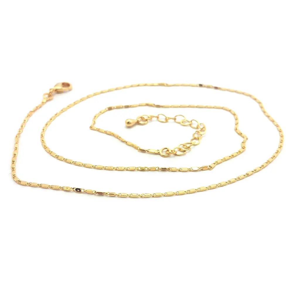 2PCS 45CM Thickness 0.8-1MM 18K Gold Color Copper with Lobster Clasps Finished Necklace Chains Jewelry Making Supplies