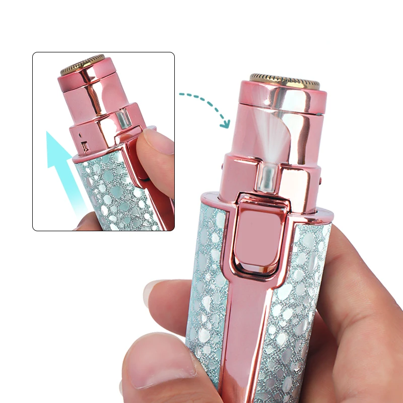2-in-1 Wiederaufladbarer Gesichtshaarentferner und Augenbrauenrasierer - Schmerzfreier Gesichtsrasierer für Gesicht, Lippen und Körper mit Eingebauter LED-Beleuchtung USB – Detail 6