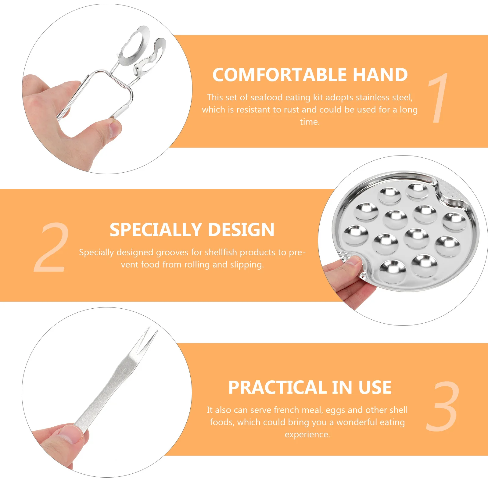 

1Set Stainless Steel Escargot Dish Set Snail Plate Holder Fork Suitable for Oven Grill Dishwasher Safe Shell Food