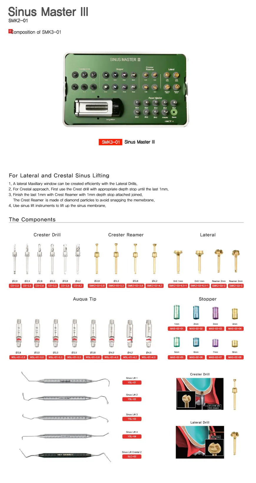 Promotion CE Approved Korea Original MCT SSM-03 Split Master III Bone Expander & Bone Crester Kit