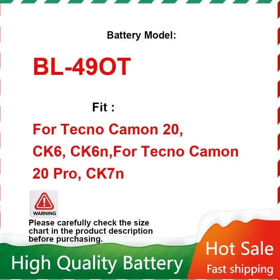

Для Tecno Camon 20, CK6, Ck6n, для 20 Pro, Ck7n аккумулятор для мобильного телефона большой емкости 5000 мАч BL-49OT