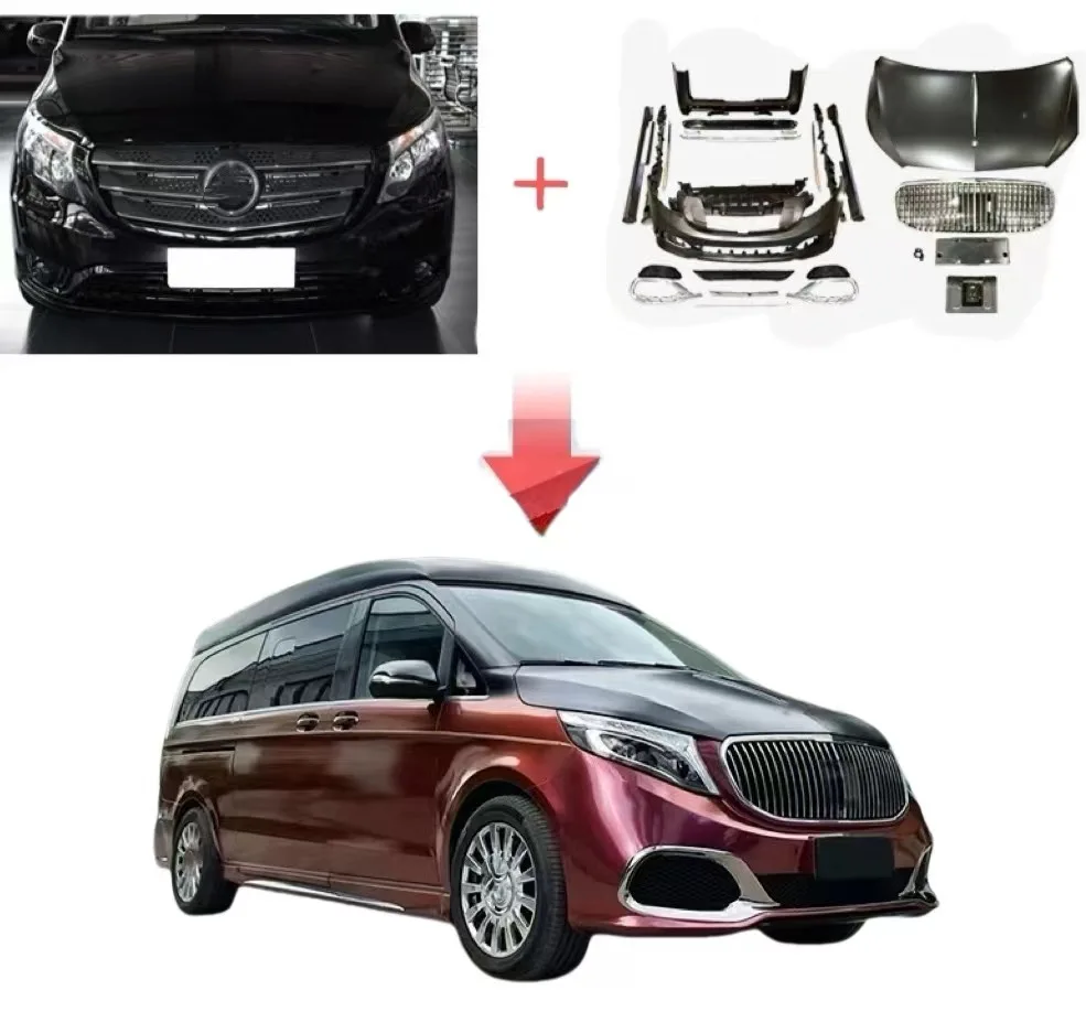 Upgrade 2021 Maybach Body Kit For Mercedes-Benz V Class VITO W446 W447 V260 Facelift Front Rear Bumper Hood