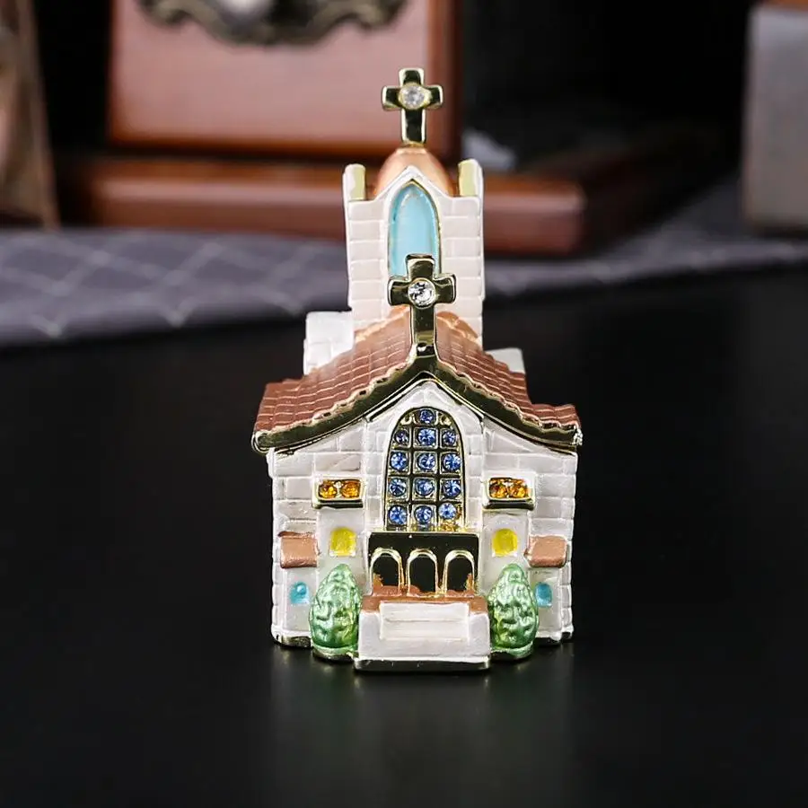 Bungalow Jewelry Box -Flip Cover Anti-oxidation Home Jewelry Storage Box For Rings And Stud Earrings -Porcelain Decor Craft Item