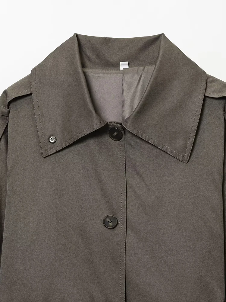 المرأة الأوروبية والأمريكية الخريف نمط جديد الوقوف طوق طية صدر السترة سترة واقية عصرية ومريحة معطف طويل الأكمام