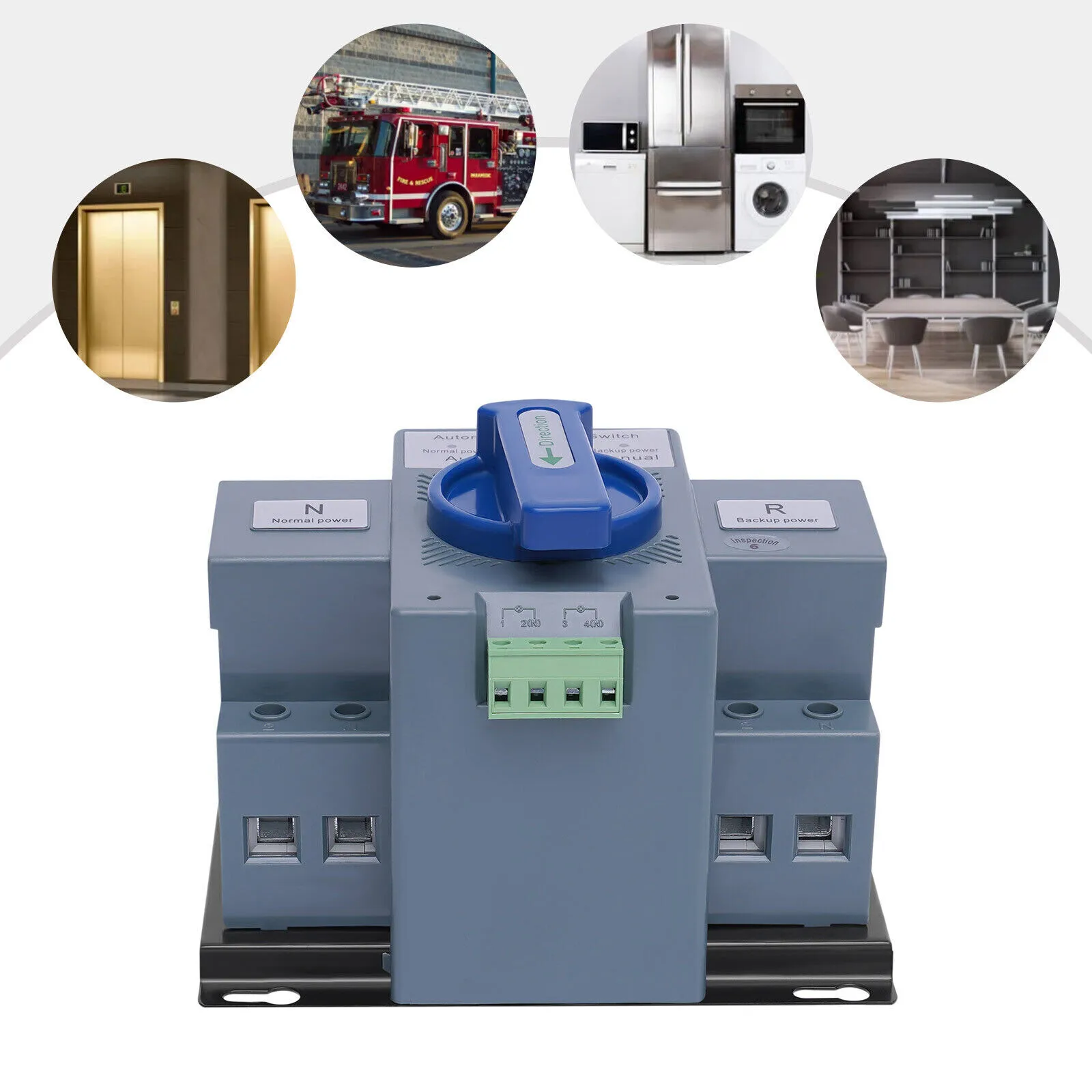 Double Power Automatic Change-over Switch, 2-Second Fast Switching, Auto/Manual Modes, CE-Certified, For Elevators/Homes/Offices