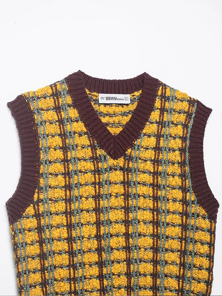 Chaleco de punto texturizado con cuello en V, versátil, elegante, sencillo, a la moda, estilo europeo, para mujer