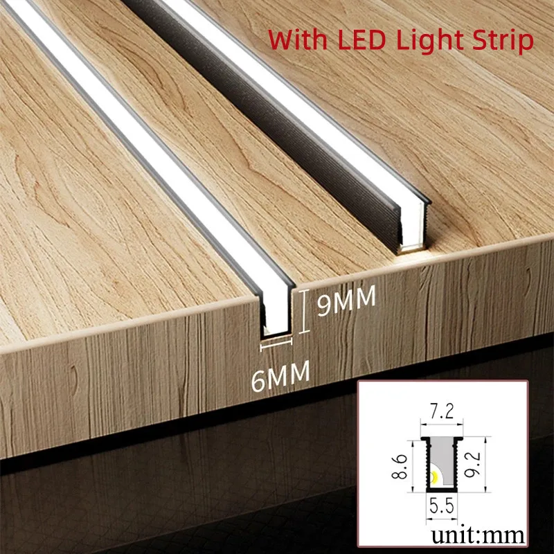 Ultra Thin LED Built-in Under Cabinet Invisible Light Bar Wardrobe Bookcase Layer Shelf DC12V Aluminum Profile Hidden Lighting