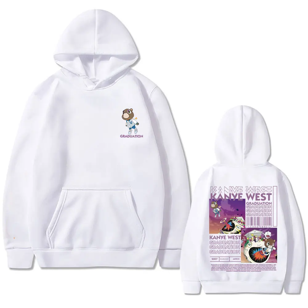 Kanye West Graduierung Bär doppelseitig bedruckte Hoodie Männer Frauen Mode Hip Hop coole Sweatshirts Unisex Fleece Baumwolle Hoodies