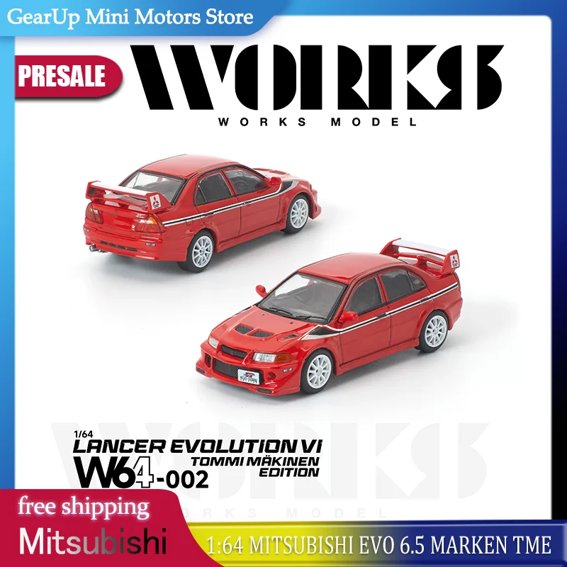 

Works Diecast Alloy Car Model Toy 1:64 Scale Mitsubishi Lancer Evo Vi Tme Tommi Makinen Edition Red Collectible Vehicle