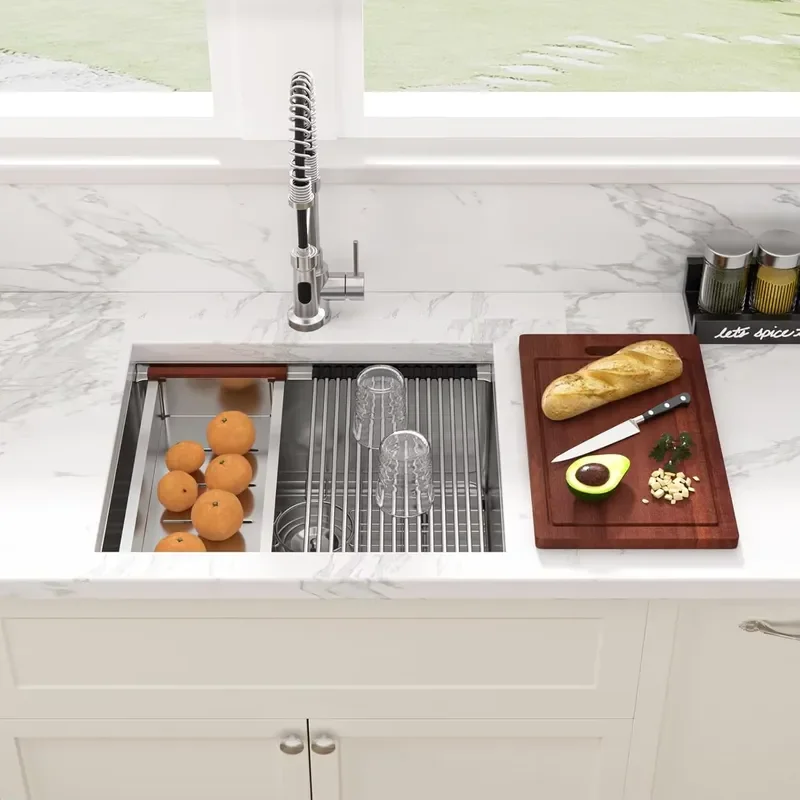 23x19 Inch Stainless Steel Kitchen Sink Single Bowl Recessed Mount Modern Bar Basin for RV Home 16 Gauge Durable Wash Station
