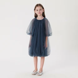 MARC&JANIE Girls Summer Bubble Sleeve Mesh Dress 230582