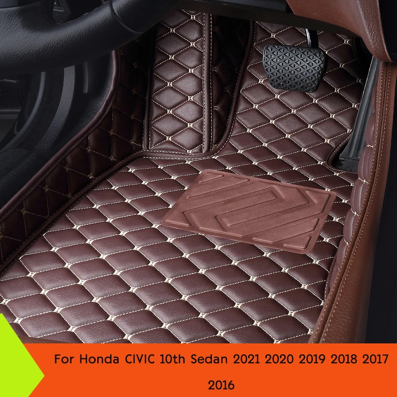 For Honda CIVIC 10th Sedan 2021 2020 2019 2018 2017 2016 Custom Car Floor Mats Auto Interior Details Accessories Carpet