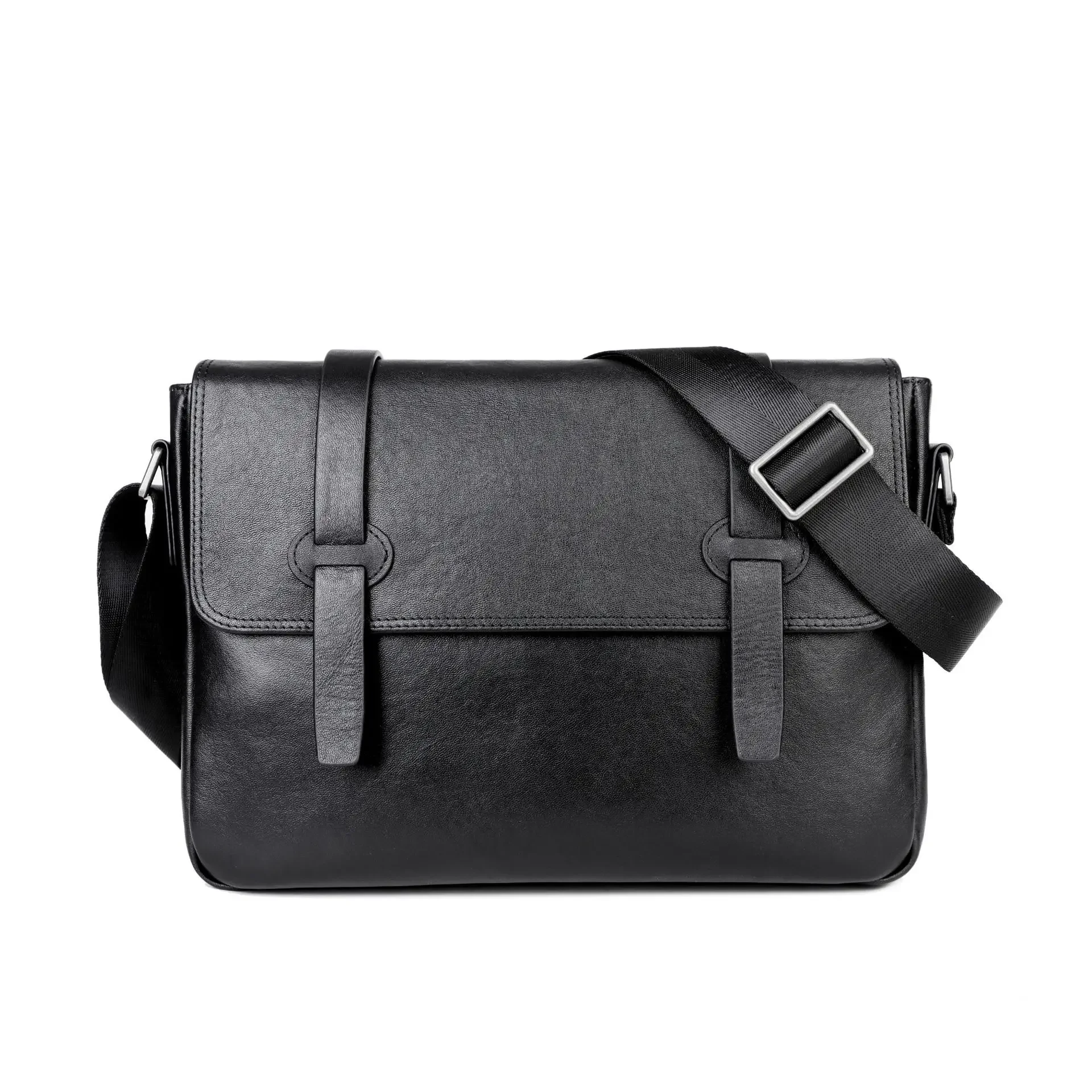New Luxury Men's Handbags 100% Cow Genuine Leather Male Shoulder Bag Real Natural Leather Crossbody Bag Messenger Bags 13 Inch