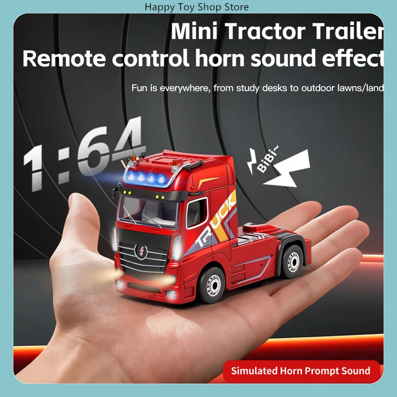 WLtoys 6408 1/64 4WD RC Container Truck Full Proportional Semi Trailer with LED Lights & 3-Speed Adjustable RTR