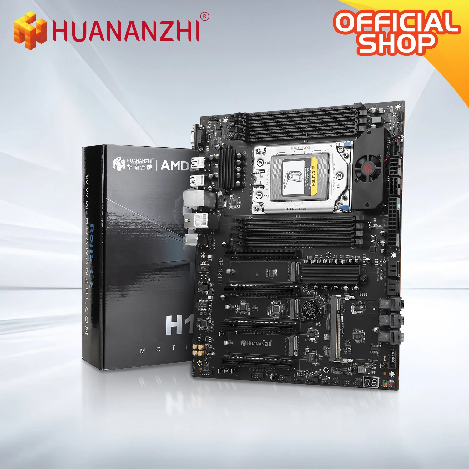 HUANANZHI H12D 8D AMD carte mère avec module BMC prise en charge AMD EPYC 7002 7003 série CPU 8 canaux de mémoire double réseau 2.5G