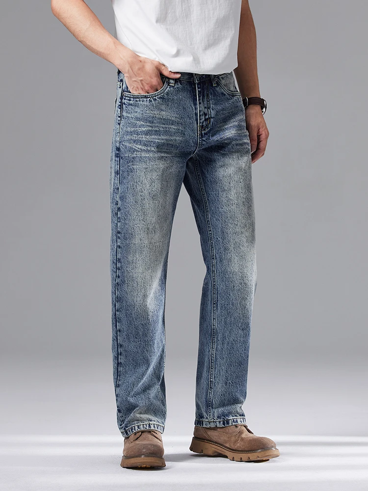 Classic Straight Jeans Men 2026 New Vintage Loose Casual Pants Washed Fashion Hip Hop Streetwear Denim Trousers