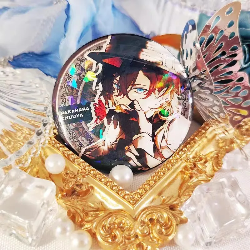 Bungo Stray Dogs Anime Figure, Dazai Osamu Nakajima Atsushi Nakahara Chuya rick Print Pins, Circular Laser Danemark ge Decoration