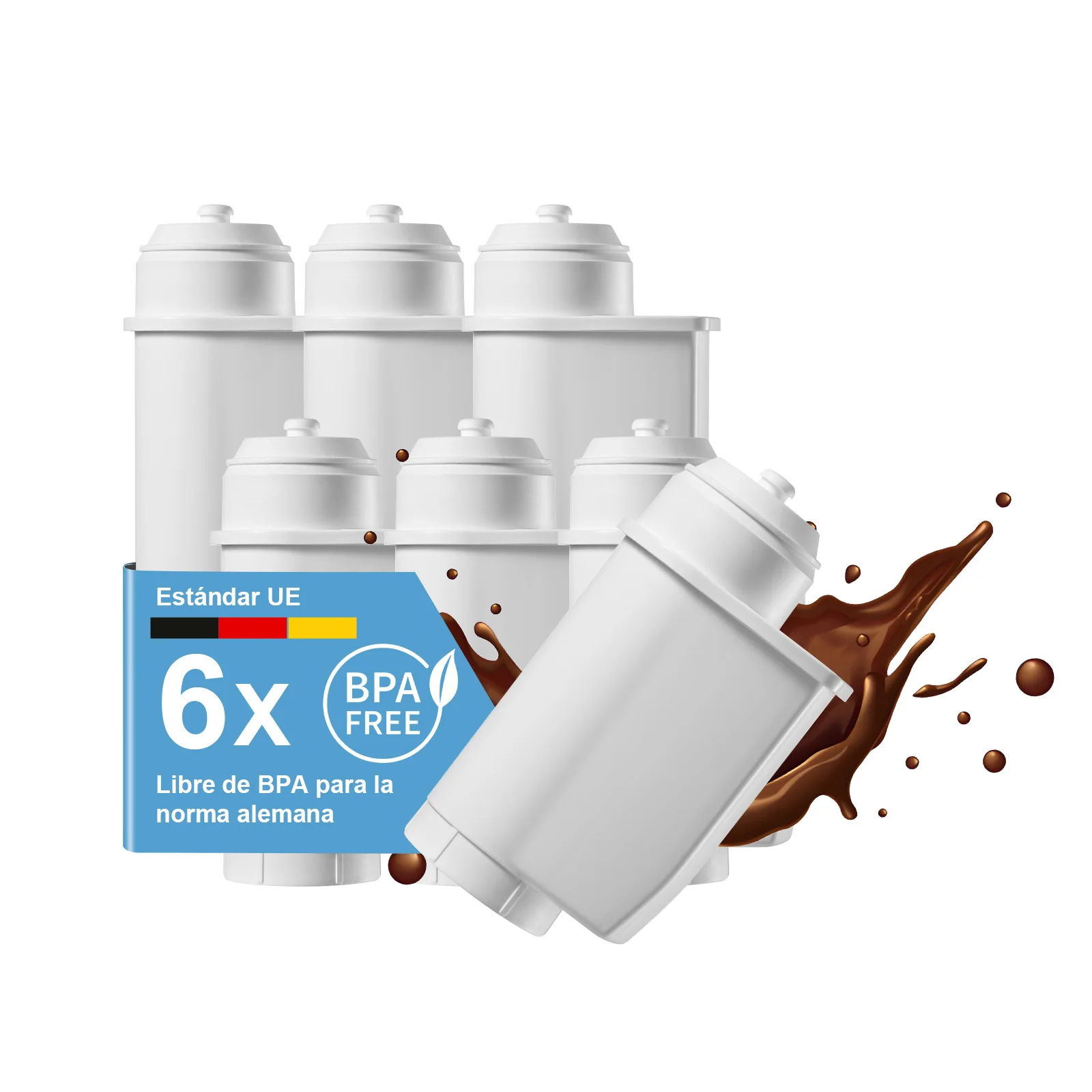 Reimol 6 Stück Wasserfilter für Siemens® EQ Series, EQ3/EQ6/EQ9, EQ500, S700, 3200 Wasserfilter Kaffeevollautomat für Bosch® TCZ7003, TCZ7033, für Brita® Intenza 57549 (6)