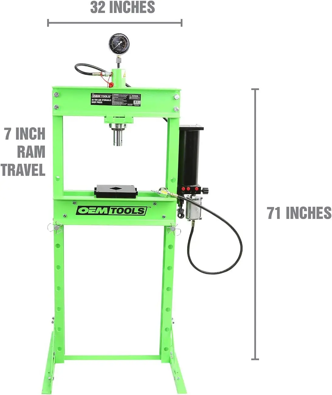 25087 Air Hydraulic 20 Ton Press With Double Speed Pump, Hydraulic Press, Wheel Bearing Press, Press Hydraulic